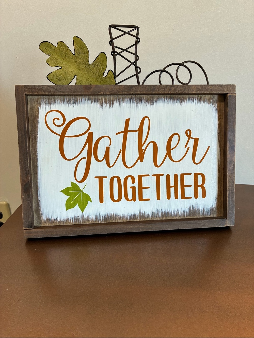 Gather Together Rustic Sign - Orange and Green
